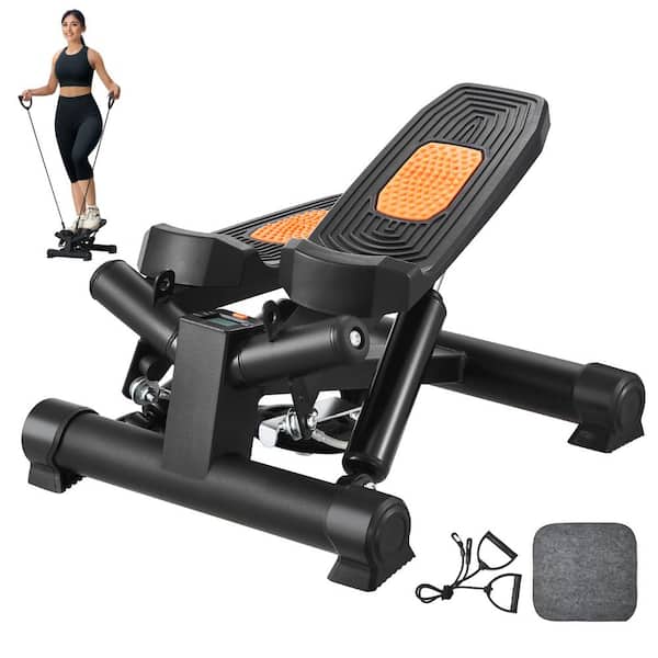 Stair Stepper Mini Stepper for Exercise at Home, Hydraulic Fitness Twist Stepper with Resistance Bands LCD Monitor