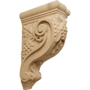 4-1/4 in. x 8 in. x 13-1/4 in. Unfinished Cherry Devon Grapes and Vines Corbel