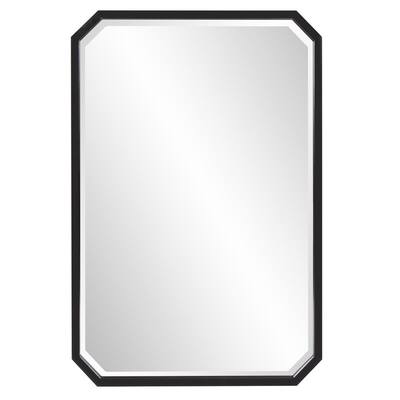 Medium Octagonal Black Beveled Glass Classic Accent Mirror (36 in. H x 24 in. W)