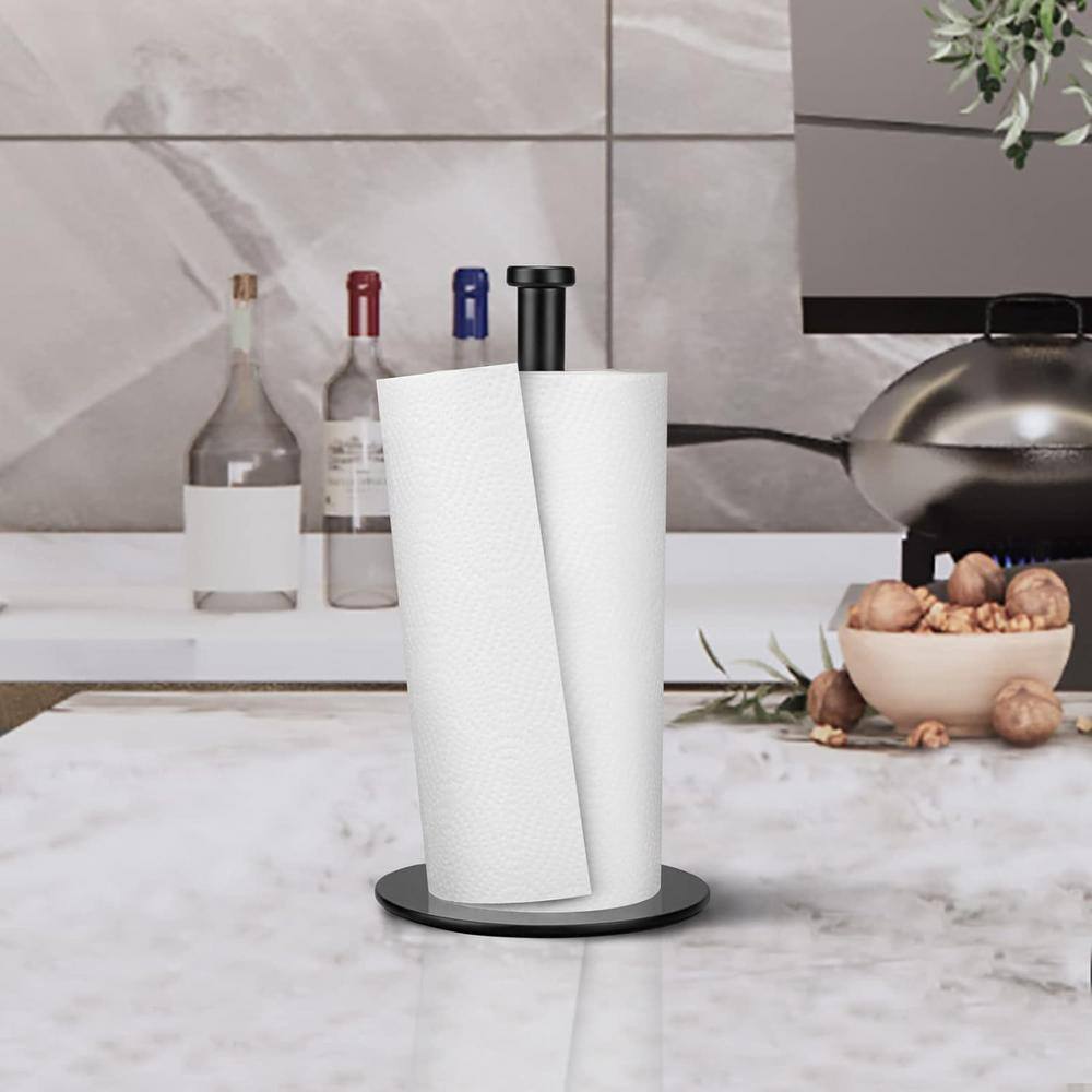 Black Kitchen Towel Holder Countertop for Kitchen Roll Holder with Solid We