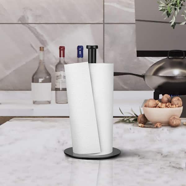 Unbranded Black Kitchen Towel Holder Countertop for Kitchen Roll Holder with Solid Weighted Base