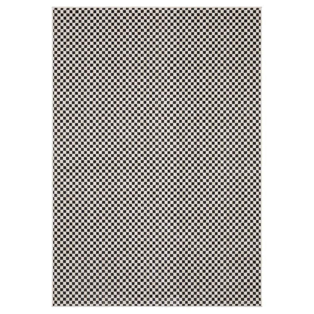 Helix Black/Ivory 4 ft. x 6 ft. Geometric Checkerboard Polyester Indoor Area Rug price history on PriceWatchPro