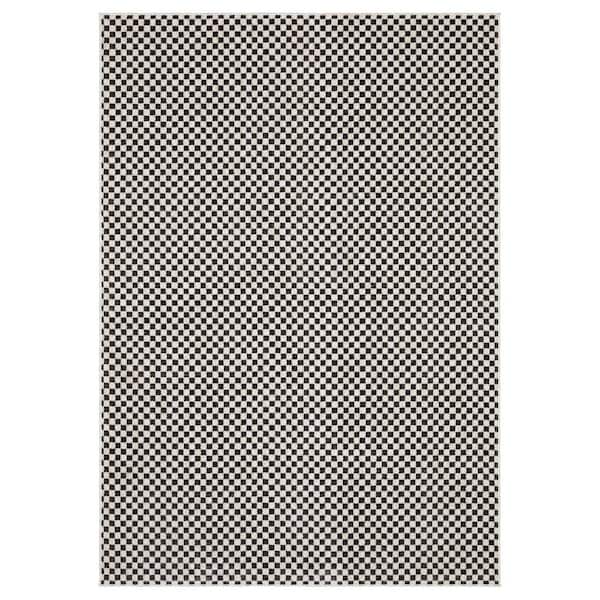Helix Black/Ivory 10 ft. x 13 ft. Geometric Checkerboard Polyester Indoor Area Rug