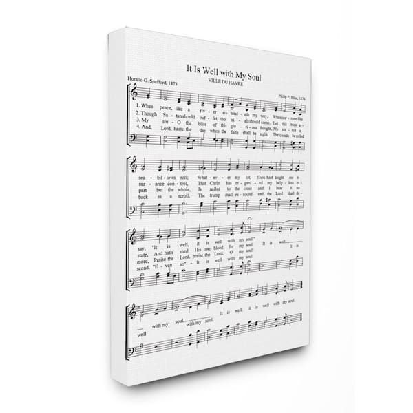 Stupell Industries 24 in. x 30 in. "It is Well With My Soul Vintage Sheet Music" by Lettered and Lined Printed Canvas Wall Art