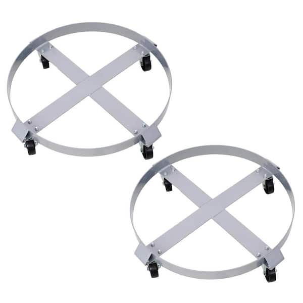 Heavy Duty Steel Drum Cart Barrel Dolly with 4-Swivel Caster Wheels for Workshops, Factories, Warehouses (Set of 2)