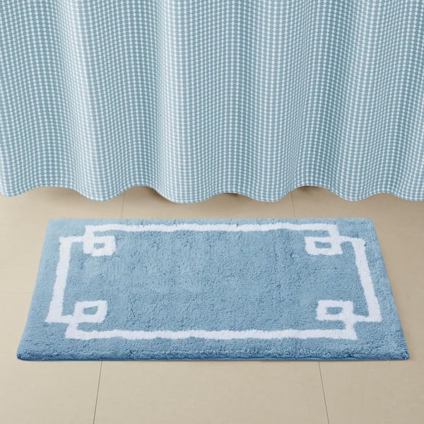 Blue Grey Toile Non Skid Indoor Outdoor Accent Area Rug Runner Carpet Mat  24x72