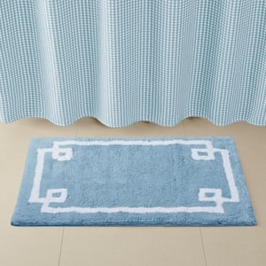 Ethan 20 in. x 30 in. Blue Tufted Cotton Rectangle Bath Rug