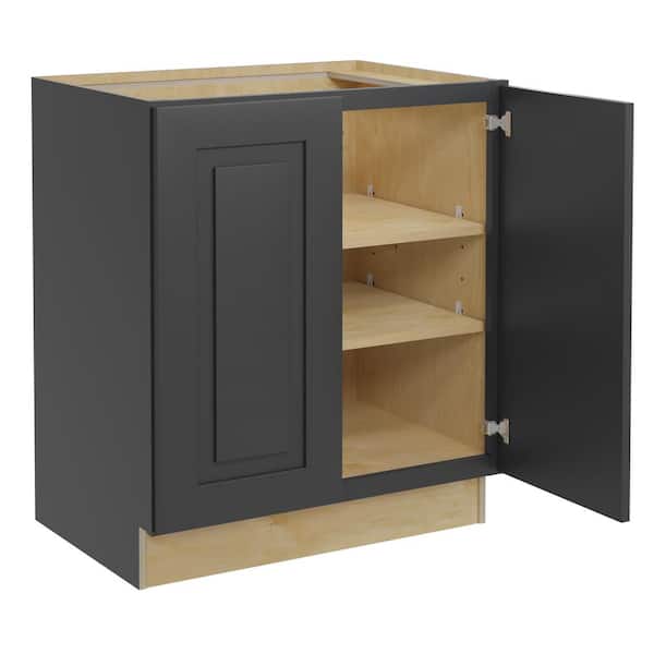 Home Decorators Collection Grayson 30 in. W x 21 in. D x 34.5 in. H Assembled Plywood Full Height Door Base Bath Cabinet in Deep Onyx