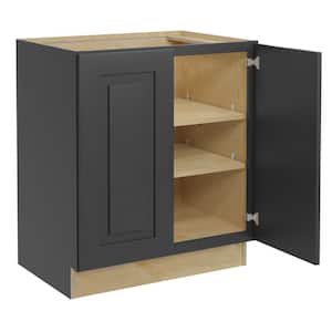 Grayson Deep Onyx Painted Plywood Shaker Assembled Base Kitchen Cabinet FH Soft Close 30 in W x 24 in D x 34.5 in H