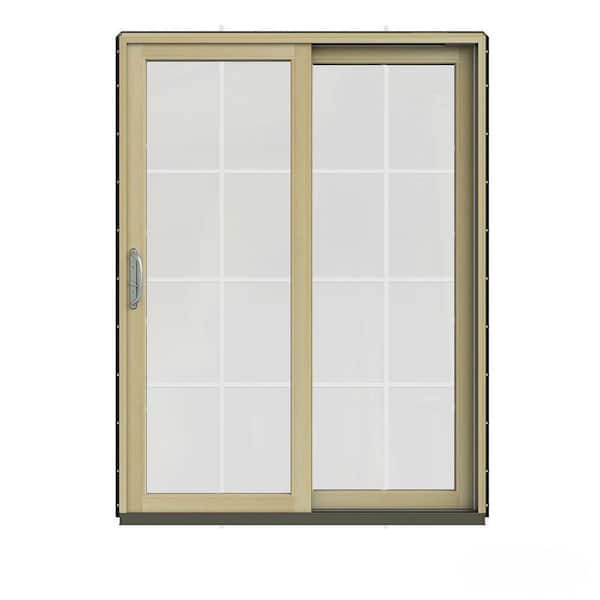 JELD-WEN 60 in. x 80 in. W-2500 Contemporary Black Clad Wood Right-Hand 8 Lite Sliding Patio Door w/Unfinished Interior