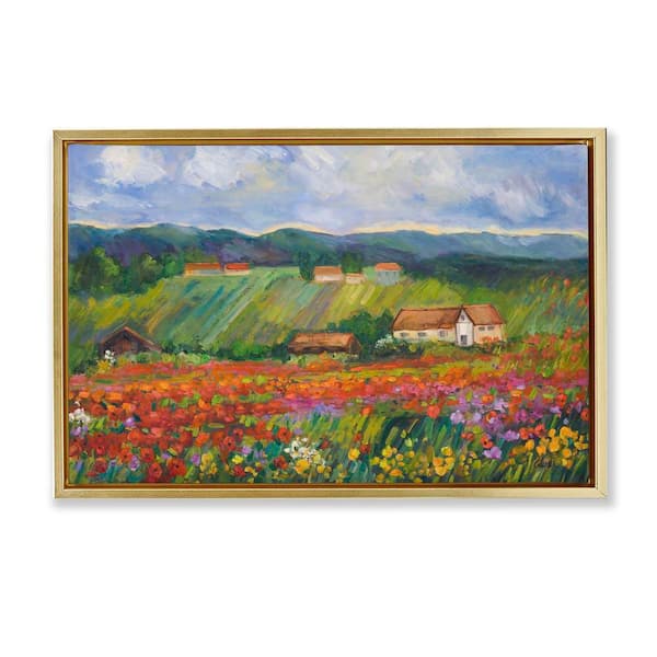 Stupell Industries Spring Glory Lush Meadow by Alexi Fine Gold Floater Frame Nature Graphic Art Print 21 in. x 31 in.