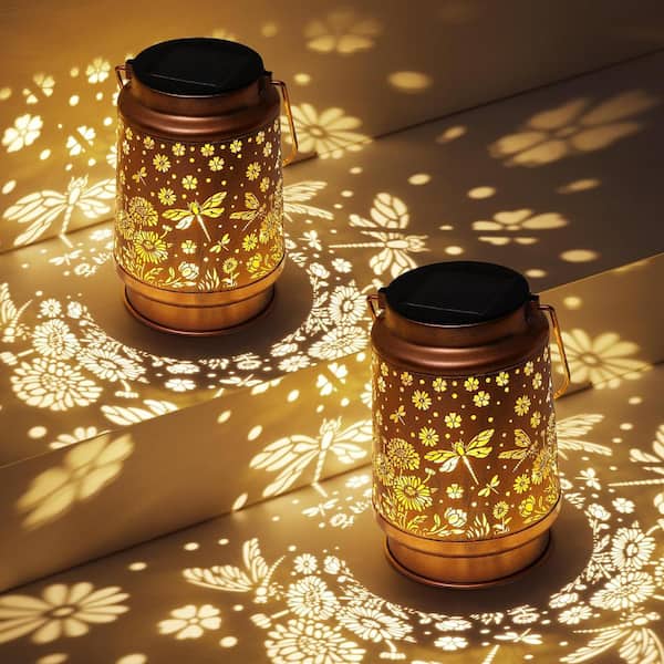 Dragonfly Solar Lanterns Outdoor Waterproof, Metal Daisy Garden Dragonfly Solar Lanterns Outdoor Waterproof, Metal Daisy Garden