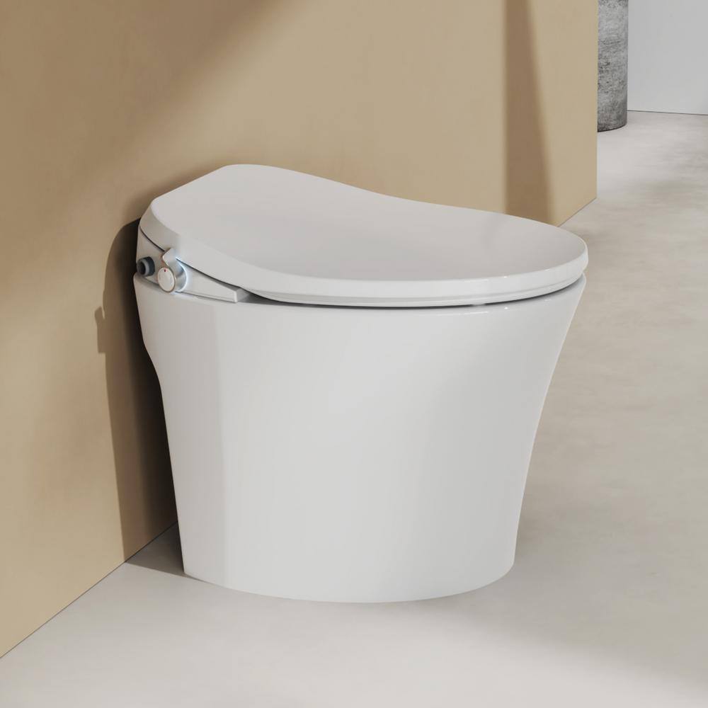 White Elongated Smart Bidet Toilet Seat with Remote Control