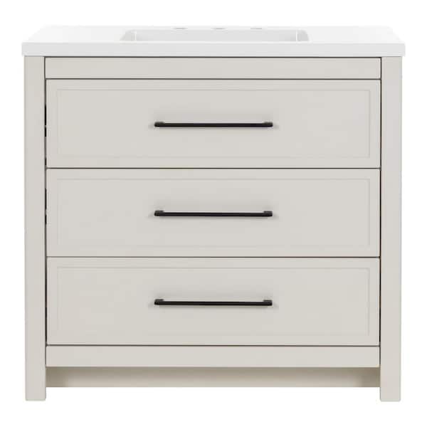 Hailey 37 in. Single Sink Soft Beige Bath Vanity with White Cultured Marble Top (Assembled)
