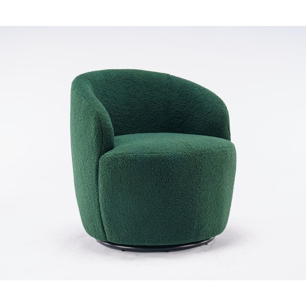 JASMODER Green Teddy fabric swivel accent armchair W52741628 - The Home ...