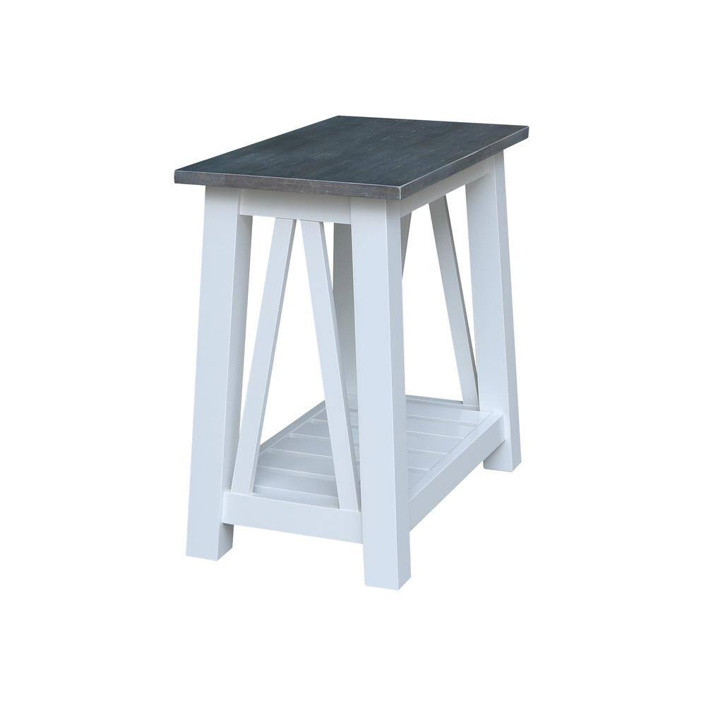 Eco-Friendly Parawood Surrey Rectangular Side Table in White & Heather Gray