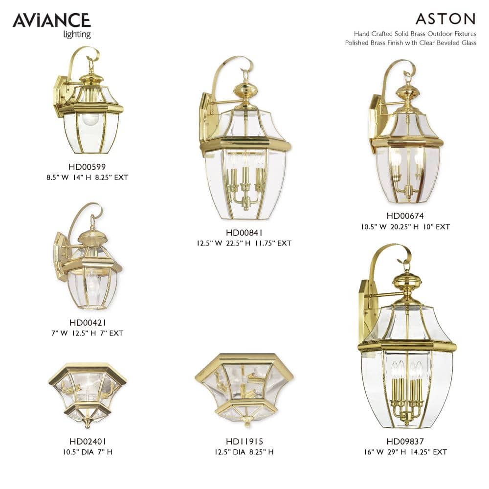 Monterey Polished Brass Outdoor Pendant Lantern with Clear Glass