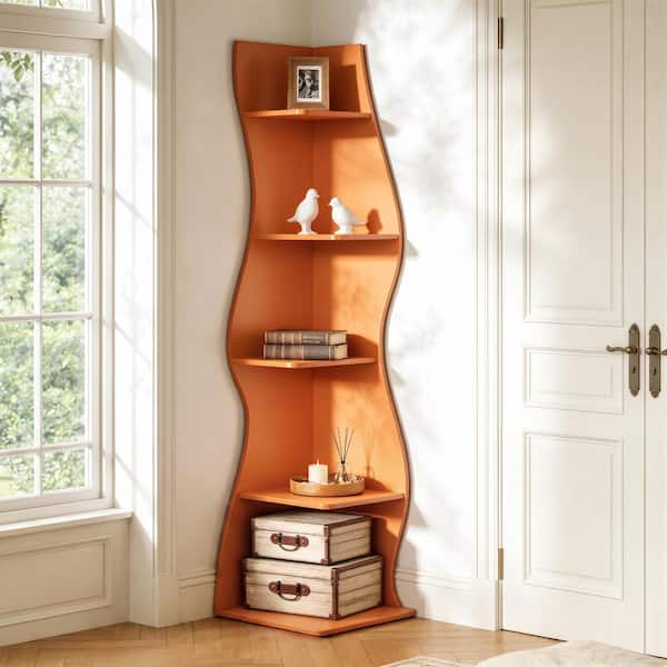 その他 Magical Furniture Angle 70 Shelf TRIBESIGNS WAY TO ORIGIN 70 in. Tall Orange Wood 5-Shelf Corner