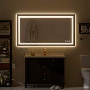 LED 55 in. W x 30 in. H Anti-Fog Rectangular Frameless Power off Memory Function Wall Bathroom Vanity Mirror in Silver