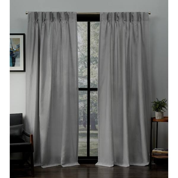 Exclusive Home Curtains Dove Gray Solid Pinch Pleat Room Darkening Curtain 27 In W X 96 L Set Of 2 Eh8302 02 96p The Depot Exclusive Home Curtains Dove Gray Solid, Patio Door Curtains Home Depot