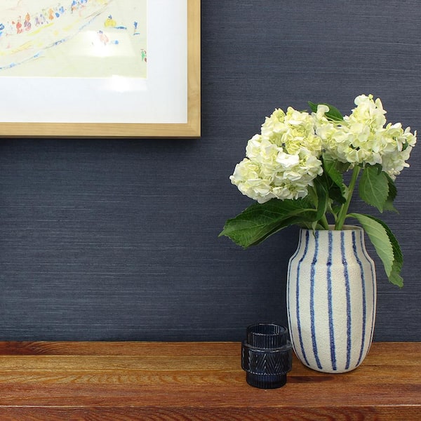 Deep Indigo Sisal Authentic Grasscloth Handwoven Unpasted Textured Wallpaper Roll (Covers 72 sq. ft.)