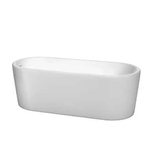 Ursula 67 in. Acrylic Flatbottom Bathtub in White with Shiny White Trim