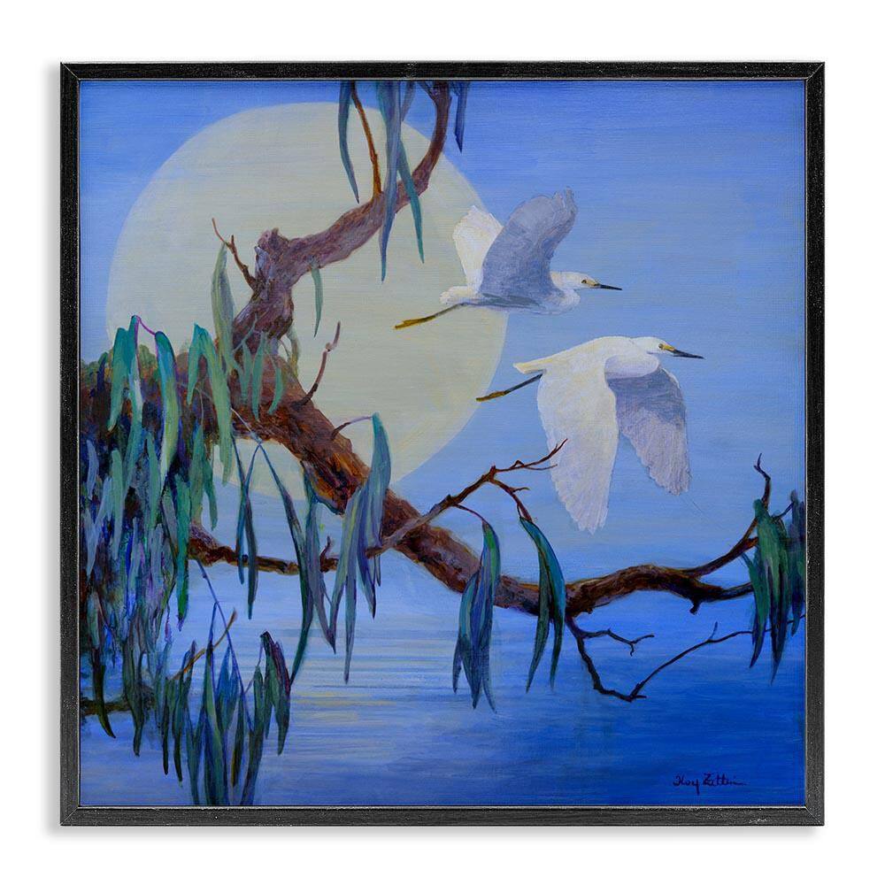 Shining Moon & Birds by Floy Zittin Black Framed Animal Giclee Art Print 17 in. x 17 in. price history on PriceWatchPro