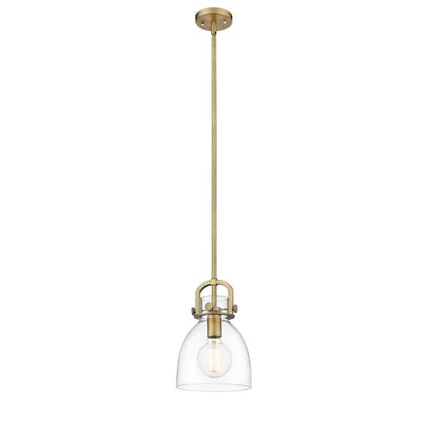 Innovations Newton Bell 1-Light Brushed Brass Shaded Pendant Light with ...