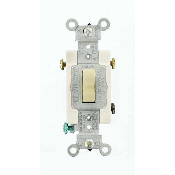 Leviton 20 Amp 120-Volt/277-Volt 3-Way Commercial Grade AC Quiet Toggle Switch with Ivory