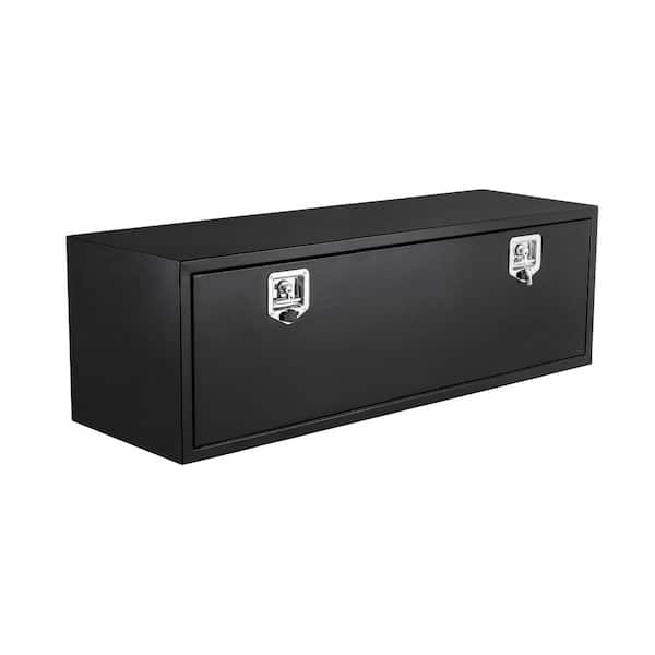 Black Steel Underbody Truck Box, 48"x 18"x 18" Pickup Storage Box, Heavy Duty Diamond Plate Tool Box with Lock & Keys