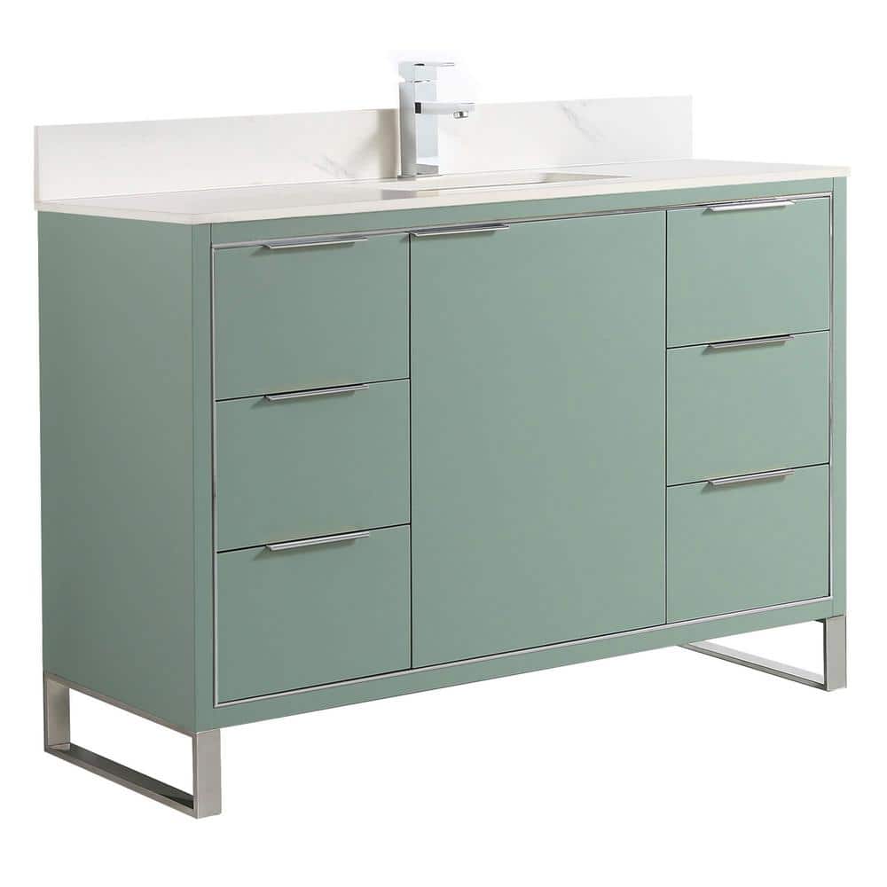 Opulence 48 in. W x 18 in. D x 33.5 in. H Single Sink Bath Vanity in Mint Green with White Carrara Top price history on PriceWatchPro