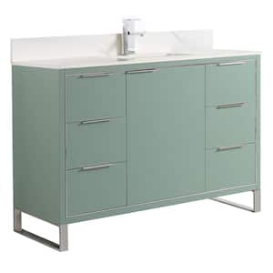 Opulence 48 in. W x 18 in. D x 33.5 in. H Single Sink Bath Vanity in Mint Green with White Carrara Top