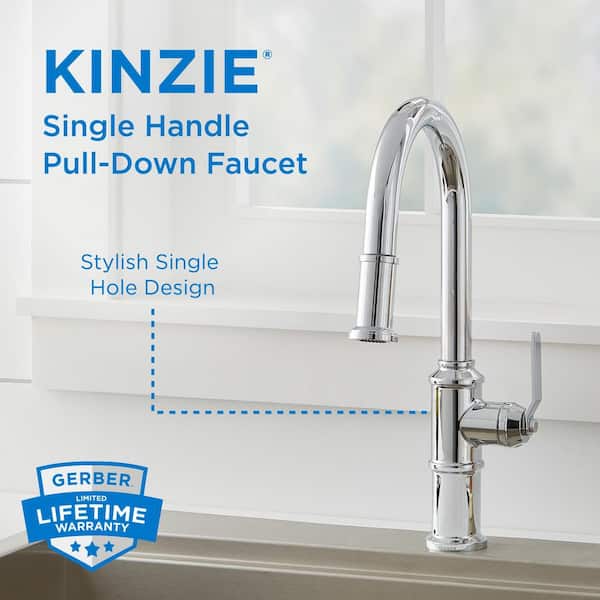 Kinzie Single Handle Pull Down Sprayer Kitchen Faucet in Brushed Bronze