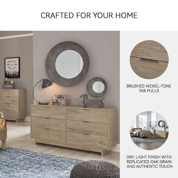 Signature DESIGN BY ASHLEY Oliah Brown 6 Drawer 59 in. Dresser