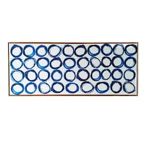 Blue Rings Floating Canvas Modern Floater Frame Abstract Art Print 19 in. x 45 in.