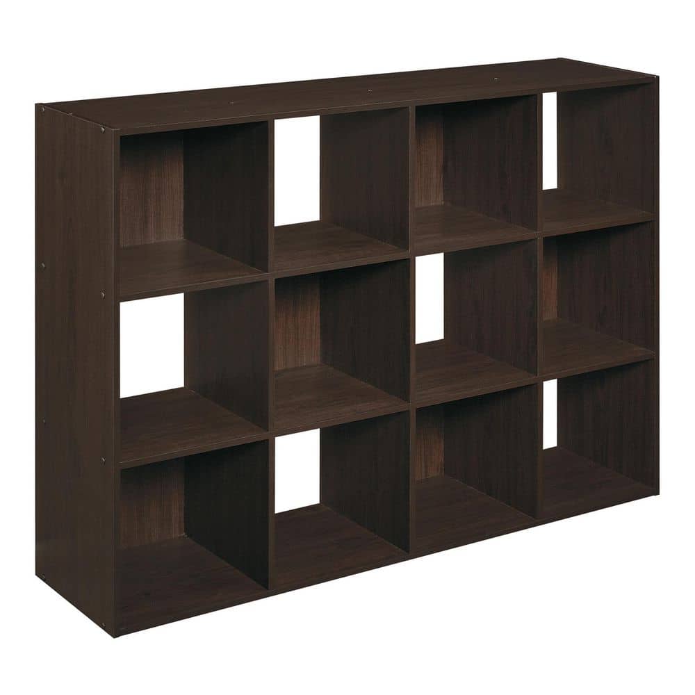 Cubeicals 47.56 in. H x 35.91 in. W x 11.61 in. D Espresso Laminate 12-Cube Storage Organizer