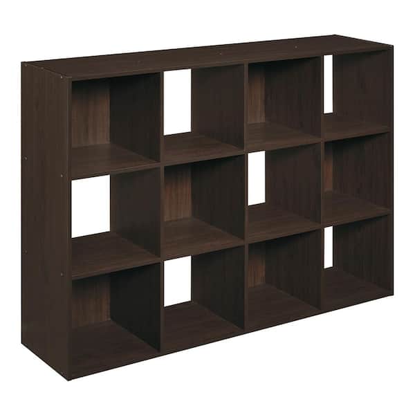 Cubeicals 47.56 in. H x 35.91 in. W x 11.61 in. D Espresso Laminate 12-Cube Storage Organizer