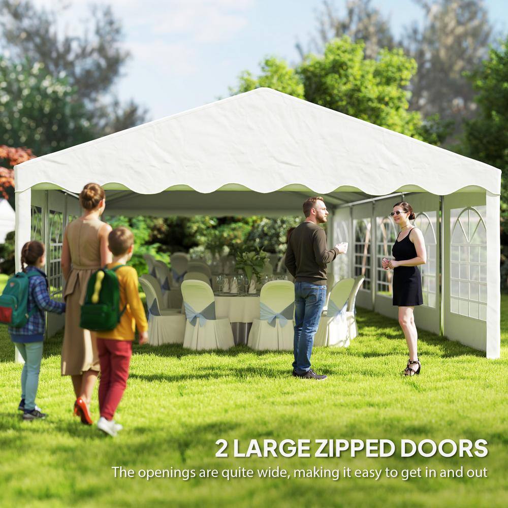 White Heavy Duty Outdoor Canopy Tent with Removable Sidewalls