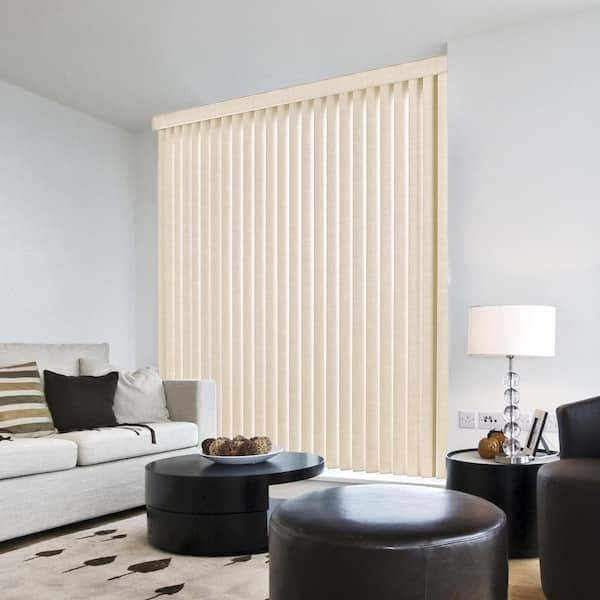 Hampton Bay Linen Sandstone Cordless Textured Vertical Louvers(9 Pack)- 3.5 in. W x 101 in. L (Actual Size 3.5 in. W x 99.5 in. L )