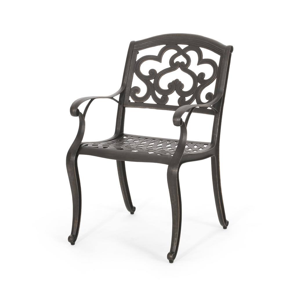 Soft Cloud Patina Copper Cast Aluminum Outdoor Dining Chairs, Set of 2