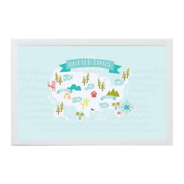 Petal Lane Alexa United States Map Art Board White Frame Magnetic Memo Board Ab6126 The Home Depot