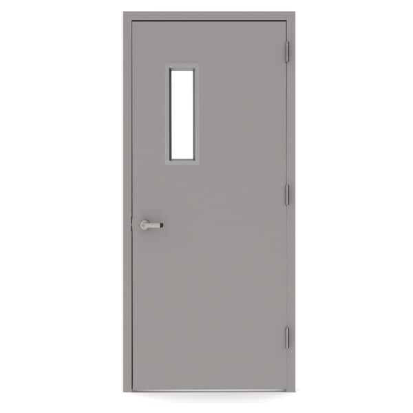 L.I.F Industries 36 in. x 80 in. Vision Lite 520 Left-Hand Steel Prehung Commercial Door with Welded Frame