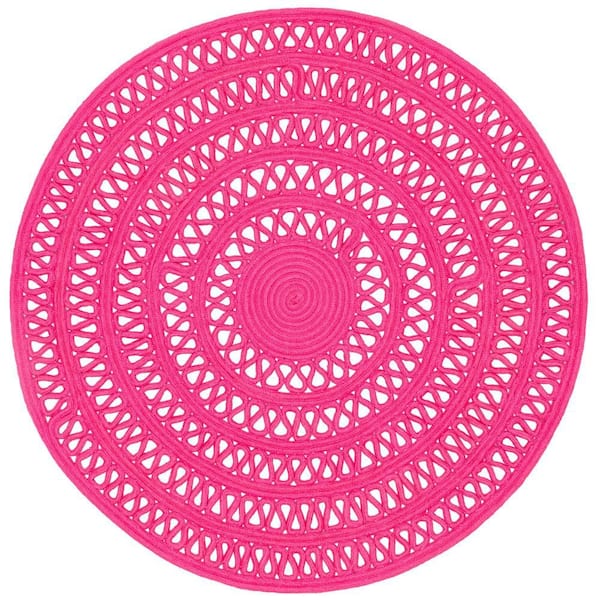 Bowline Handwoven Round Fuchsia 10 ft. Round Outdoor Rug
