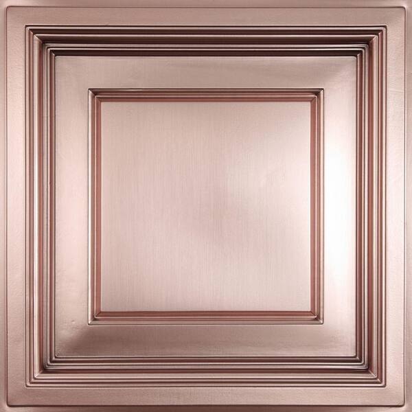 Ceilume Madison Faux Copper Evaluation Sample, Not suitable for installation - 2 ft. x 2 ft. Coffered Ceiling Panel