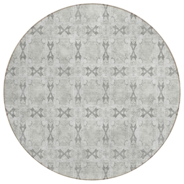 Addison Rugs Chantille ACN564 Ivory 8 ft. x 8 ft. Round Machine Washable Indoor/Outdoor Geometric Area Rug