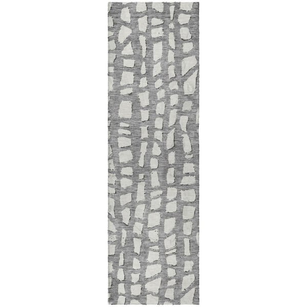 Dream Shag Premium Machine Washable Abstract ADS754 Gray 2 ft. x 7 ft. Runner Rug