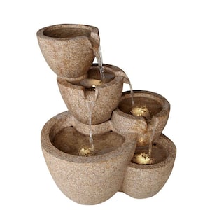 Multi Pots Sandstone Outdoor/indoor Water Fountain with LED Lights