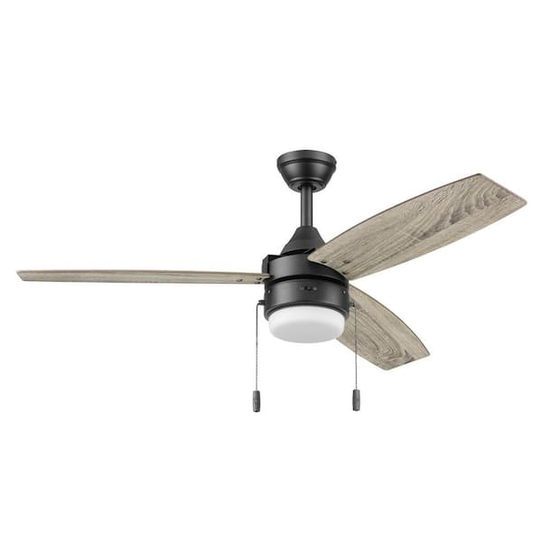 Honeywell Berryhill 48 in. Color Changing LED Dual Mount Matte Black Ceiling Fan with 3 Reversible Blades and Pull Chains