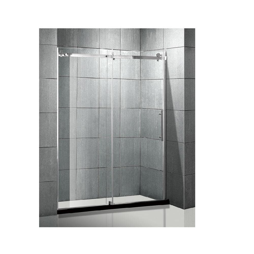 60 in. W x 76 in. H Frameless Sliding Glass Shower Doors with 3/8 in. Clear