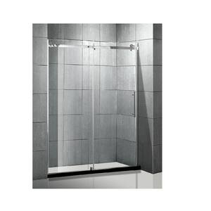 60 in. W x 76 in. H Frameless Sliding Glass Shower Doors with 3/8 in. Clear Tempered Glass, Brushed Nickel Finish